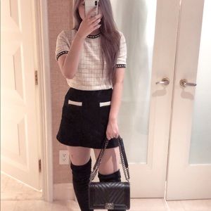 ZARA textured top with faux pearl